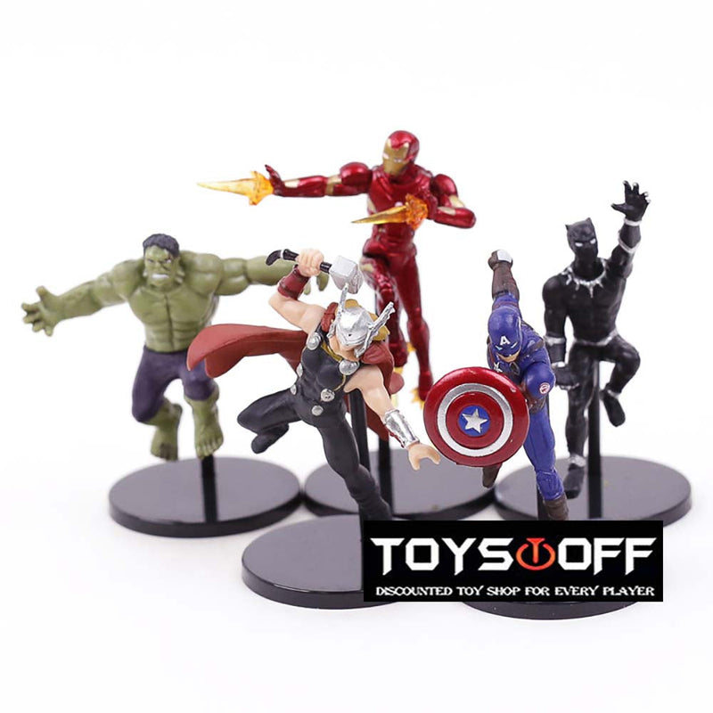 Iron Man Hulk Captain America Thor Black Panther Action Figure 5pcs