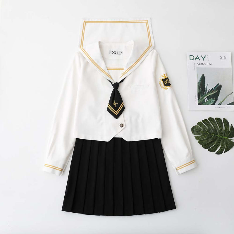 JK Uniform Sailor Style Long Sleeve Shirt and Skirt Suit