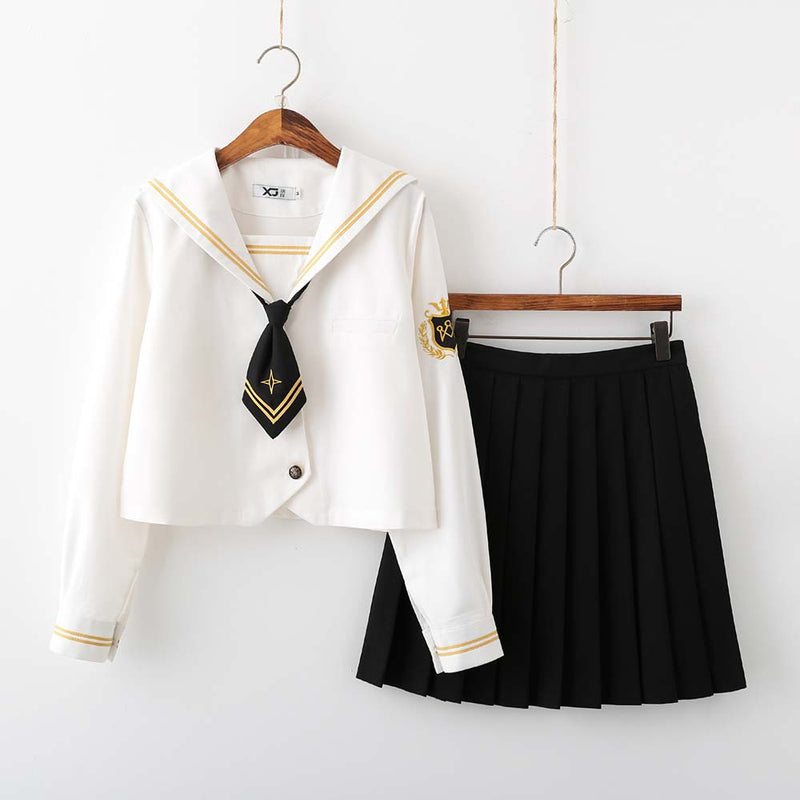 JK Uniform Sailor Style Long Sleeve Shirt and Skirt Suit