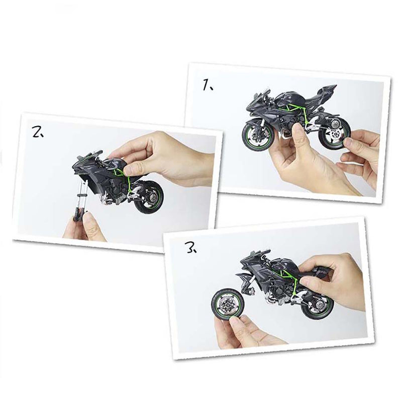 Kawasaki Ninja H2R Assembly DIY Motorcycle Model Kit Leisure Educational Toy