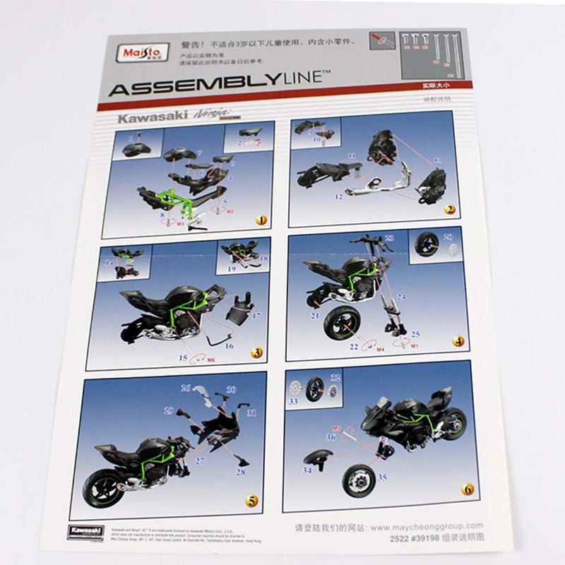 Kawasaki Ninja H2R Assembly DIY Motorcycle Model Kit Leisure Educational Toy