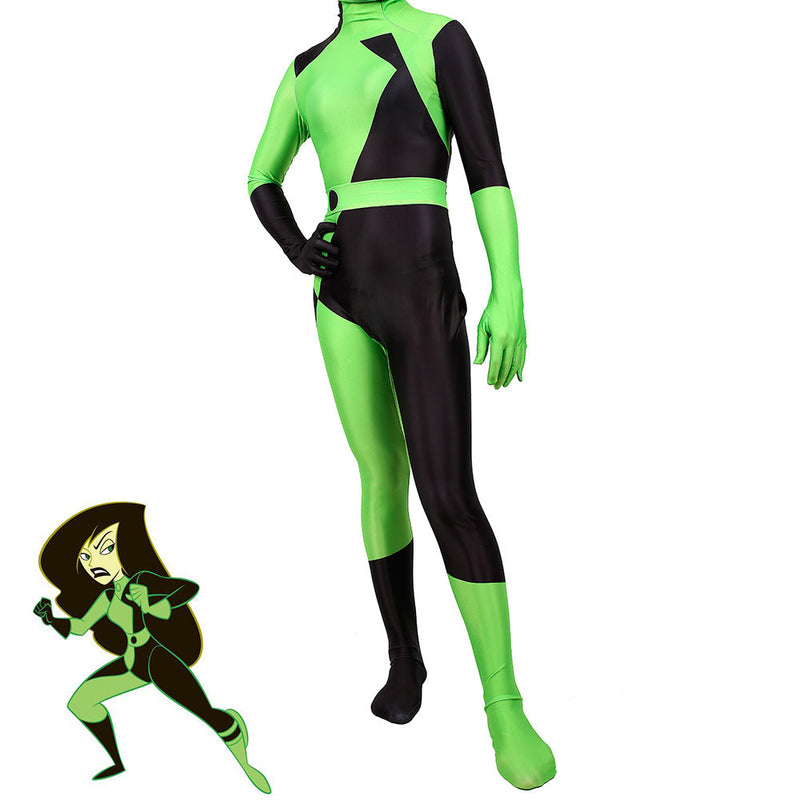 Kim Possible Shego Cosplay Costume Green Jumpsuit Outfits Suit