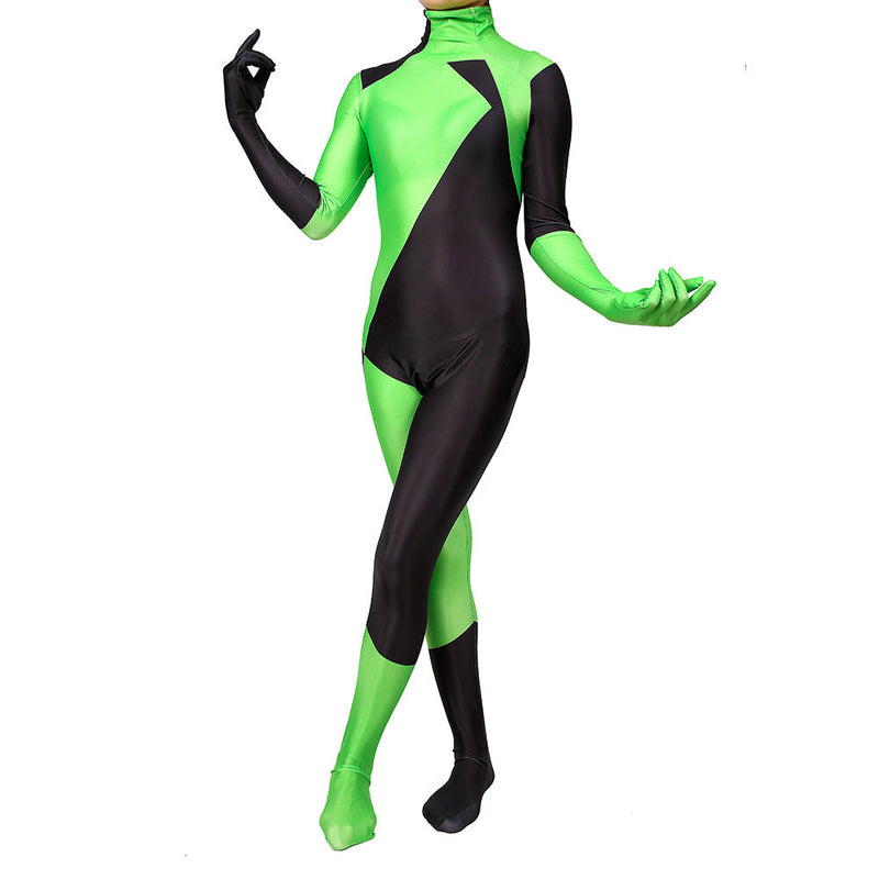 Kim Possible Shego Cosplay Costume Green Jumpsuit Outfits Suit