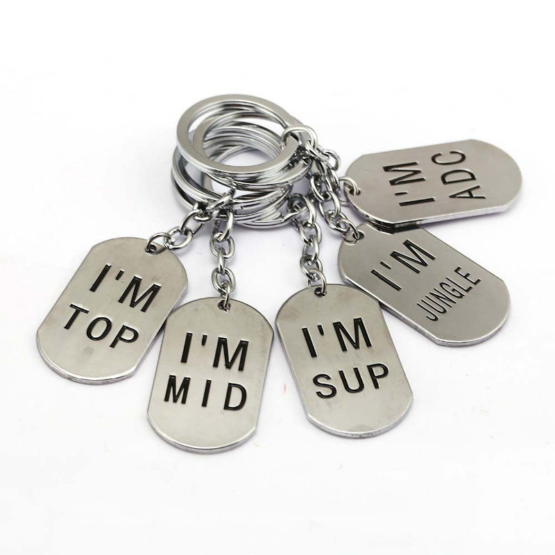 LOL Keychain Stainless Steel Fashion Personality Bag Car Charm Keyring 5pcs