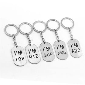 LOL Keychain Stainless Steel Fashion Personality Bag Car Charm Keyring 5pcs