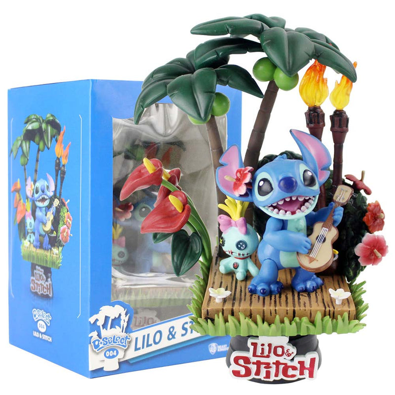 Lilo Scrump Stitch Playing Guitar Model With Base Action Figure 15cm