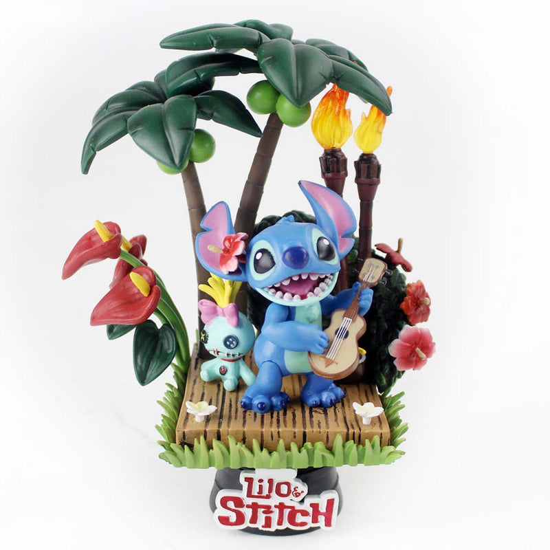 Lilo Scrump Stitch Playing Guitar Model With Base Action Figure 15cm