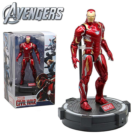 Civil War Iron Man Action Figure With Luminous Base Toy 18cm