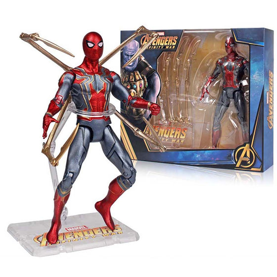 Iron Spider Man Action Figure With Bracket Model Toy 18cm