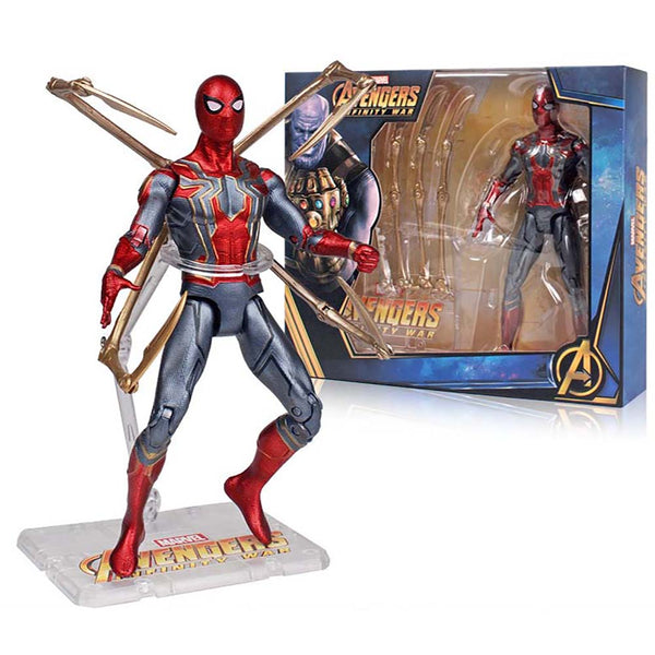 Iron Spider Man Action Figure With Bracket Model Toy 18cm