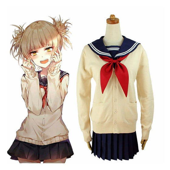 My Hero Academia Himiko Toga JK Uniform Cardigan Sailor Suit Cosplay Costume - Toysoff.com