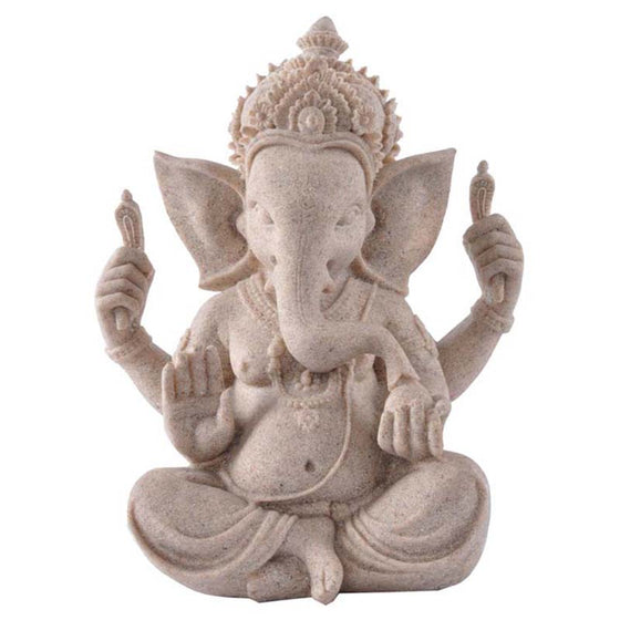 Nature Sandstone Ganesha Mahasetthi Buddhist God of Wealth Statue 9cm