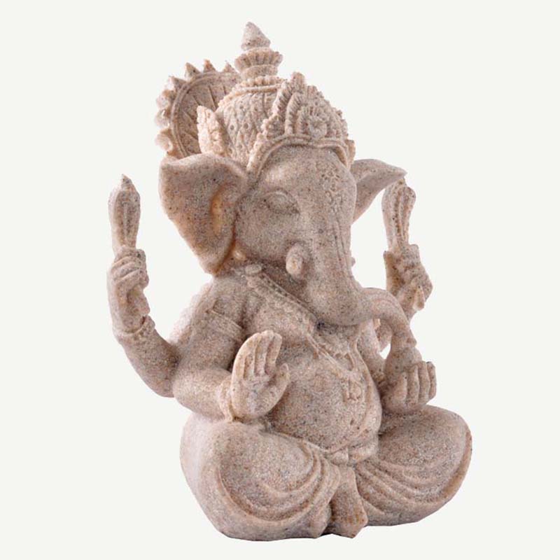 Nature Sandstone Ganesha Mahasetthi Buddhist God of Wealth Statue 9cm