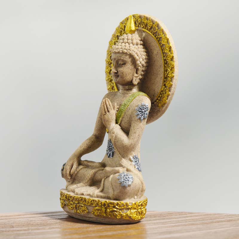 Nature Sandstone Thai Style Shakyamuni Buddha Statue 12cm