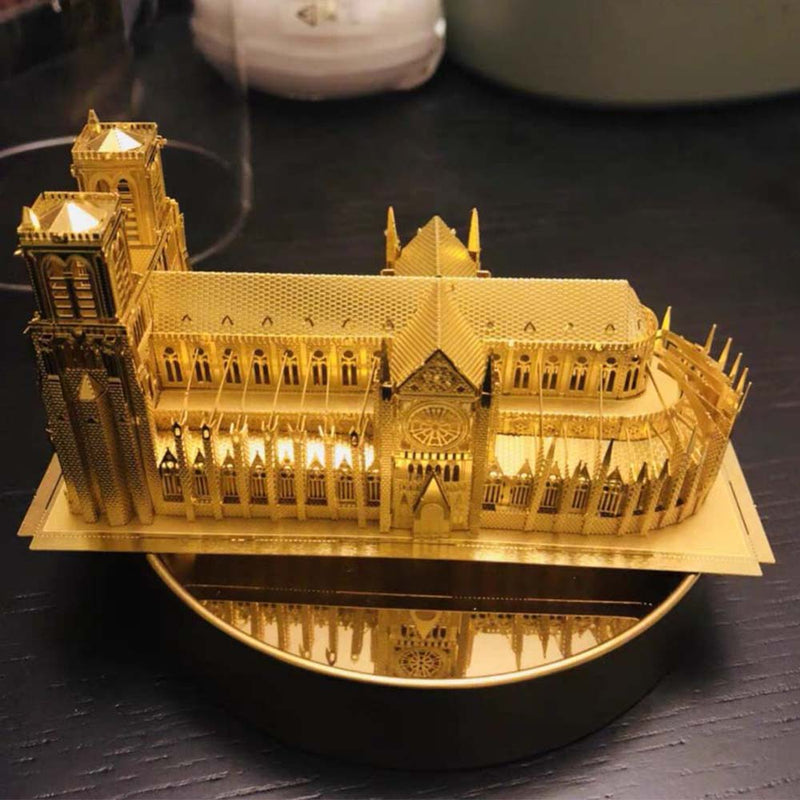 Noire Dame Cathedral Paris Golden 3D Model Metal Puzzle DIY Assembled Toy Decorations - Toysoff.com