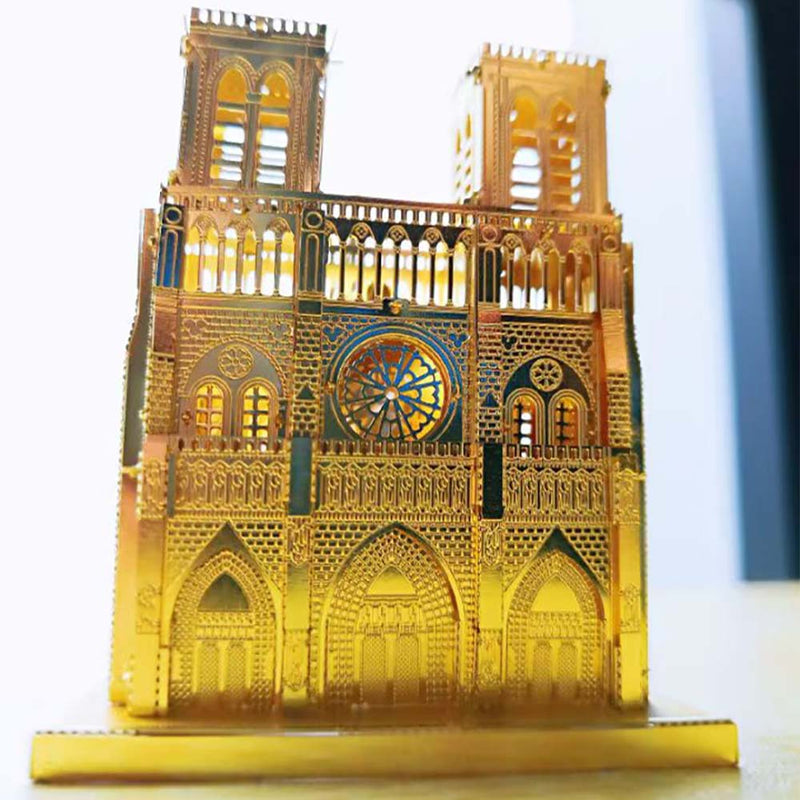 Noire Dame Cathedral Paris Golden 3D Model Metal Puzzle DIY Assembled Toy Decorations - Toysoff.com