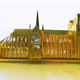 Noire Dame Cathedral Paris Golden 3D Model Metal Puzzle DIY Assembled Toy Decorations - Toysoff.com