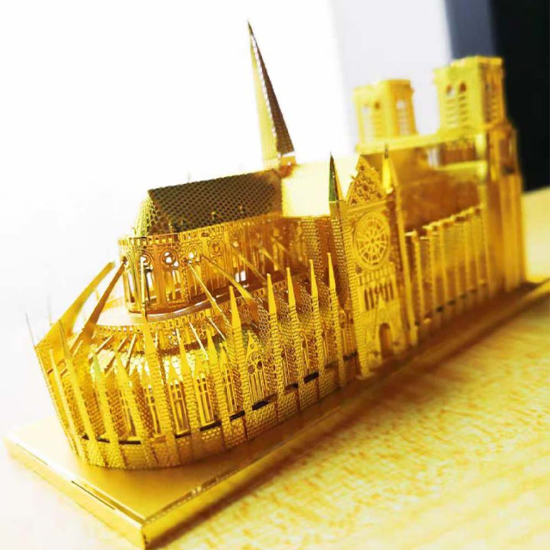 Noire Dame Cathedral Paris Golden 3D Model Metal Puzzle DIY Assembled Toy Decorations - Toysoff.com