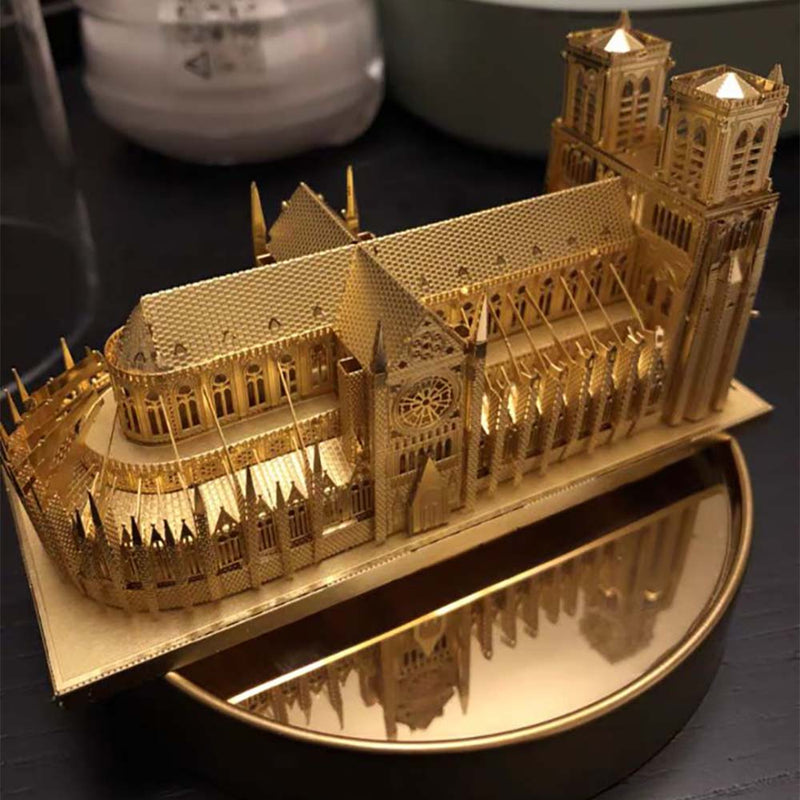 Noire Dame Cathedral Paris Golden 3D Model Metal Puzzle DIY Assembled Toy Decorations - Toysoff.com