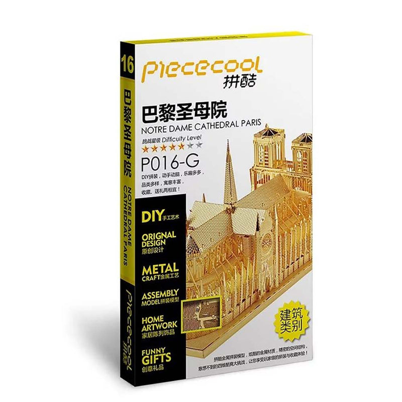 Noire Dame Cathedral Paris Golden 3D Model Metal Puzzle DIY Assembled Toy Decorations - Toysoff.com