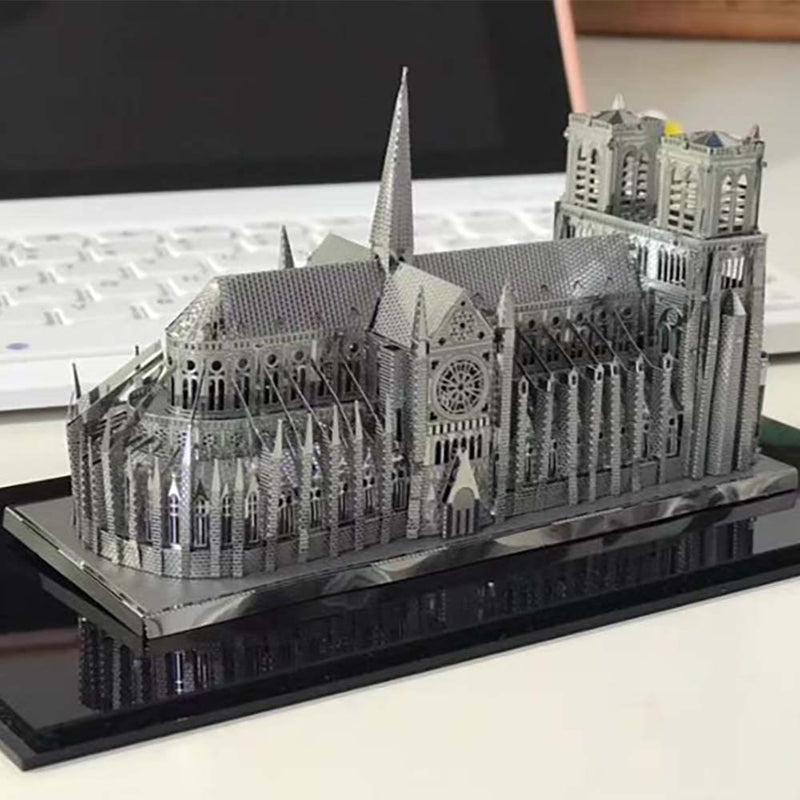 Noire Dame Cathedral Paris Silvery 3D Model Metal Puzzle DIY Assembled Toy Decorations - Toysoff.com