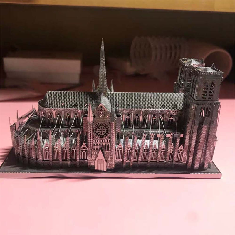 Noire Dame Cathedral Paris Silvery 3D Model Metal Puzzle DIY Assembled Toy Decorations - Toysoff.com