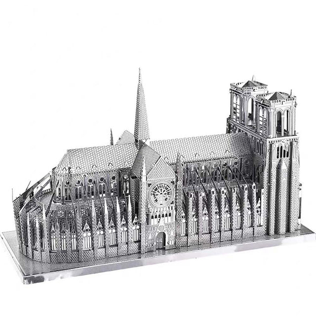 Noire Dame Cathedral Paris Silvery 3D Model Metal Puzzle DIY Assembled Toy Decorations - Toysoff.com