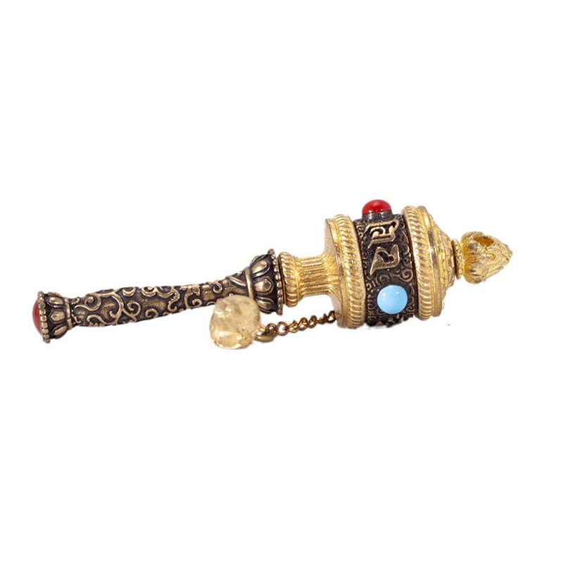 Tibetan Buddhist Small Copper Prayer Wheel with Written Mantra 72mm