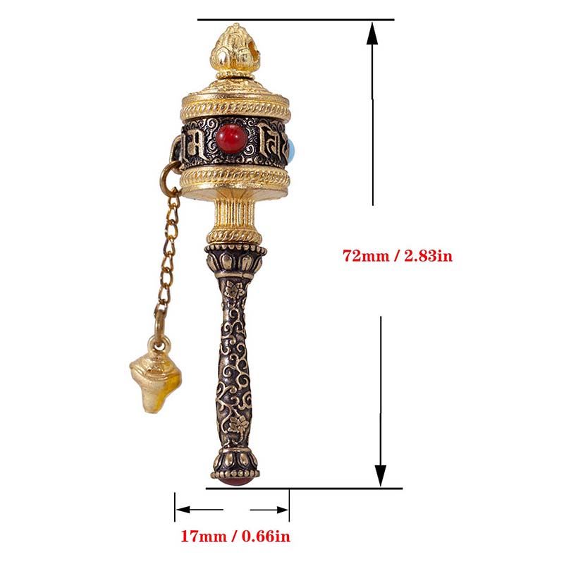 Tibetan Buddhist Small Copper Prayer Wheel with Written Mantra 72mm