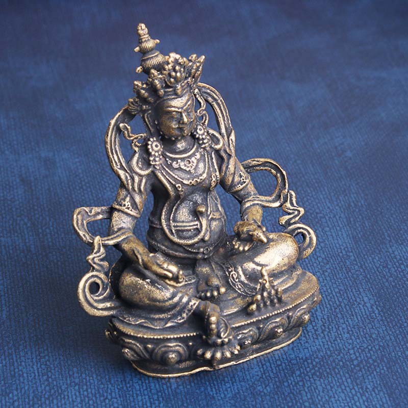 Buddhist Deity Jambhala Yellow Himalayan Art Copper Statue