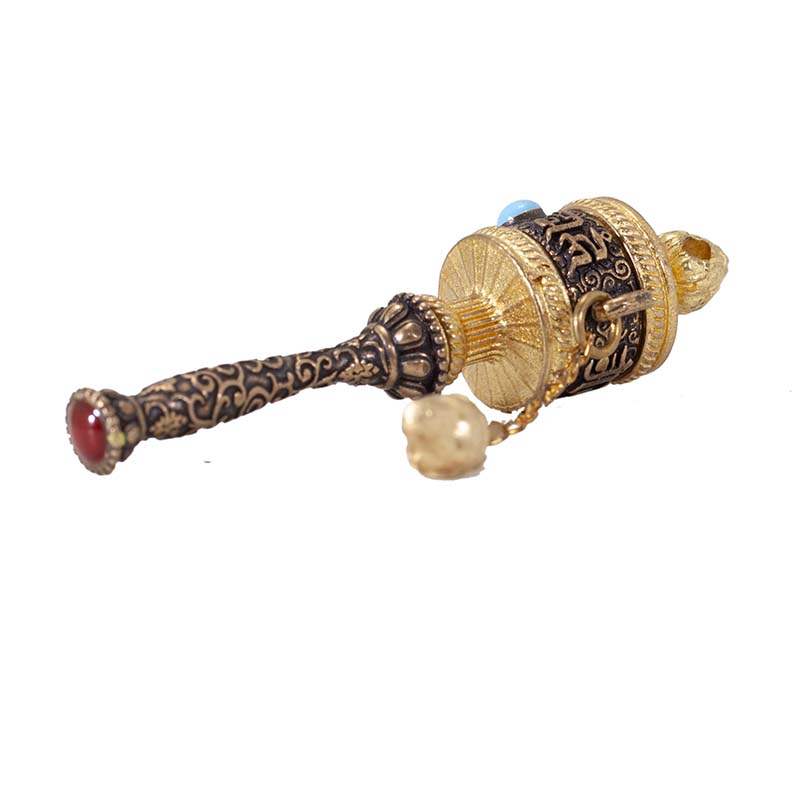 Tibetan Buddhist Small Copper Prayer Wheel with Written Mantra 72mm