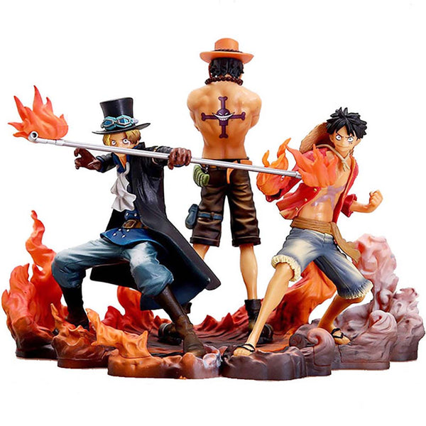 One Piece Ace Sabo Luffy Action Figure Collectible Model Toy 14-17cm