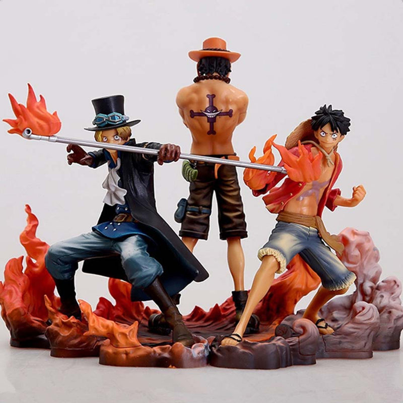 One Piece Ace Sabo Luffy Action Figure Collectible Model Toy 14-17cm