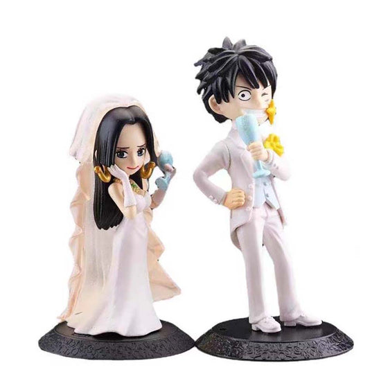 One Piece Monkey D Luffy Boa Hancock Wedding Ver Action Figure 8cm