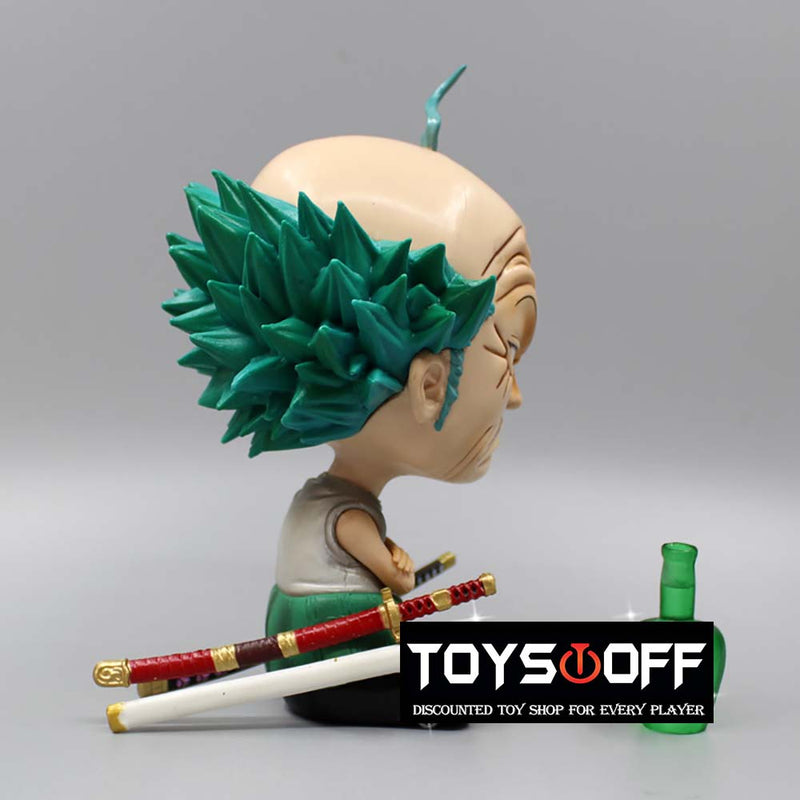 One Piece Old Man Winebottle Sitting Ver Zoro Action Figure Toy 14cm