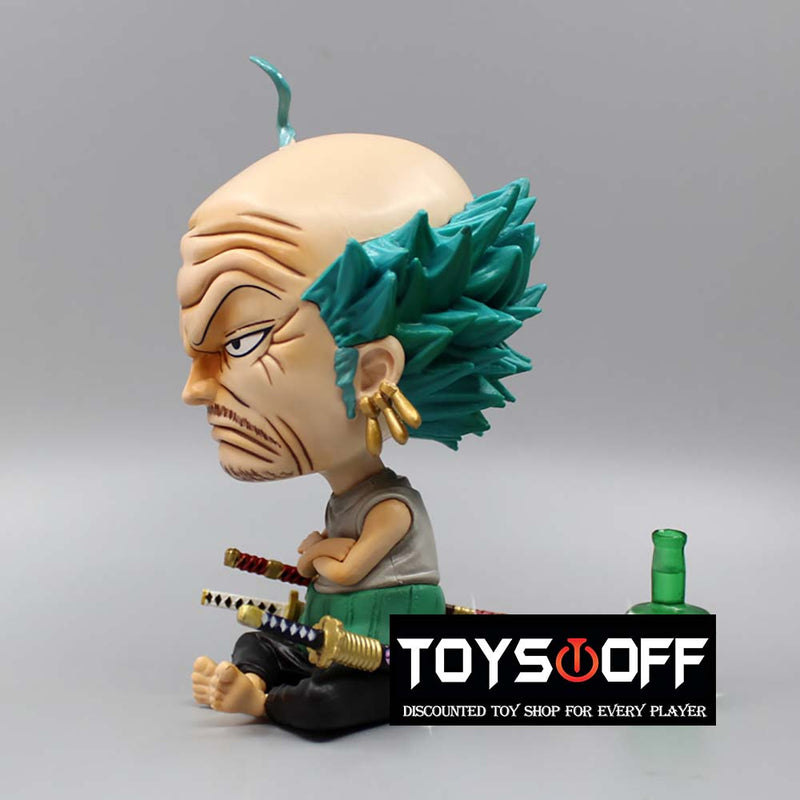 One Piece Old Man Winebottle Sitting Ver Zoro Action Figure Toy 14cm