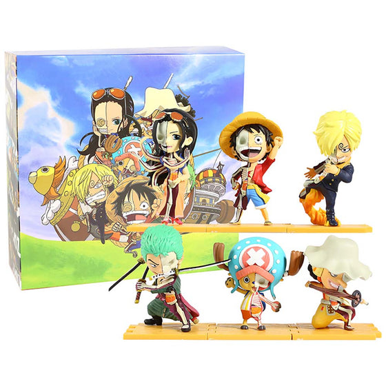 One Piece Q Version Luffy Robin Sanji Zoro Chopper Usopp Action Figure 6pcs/set