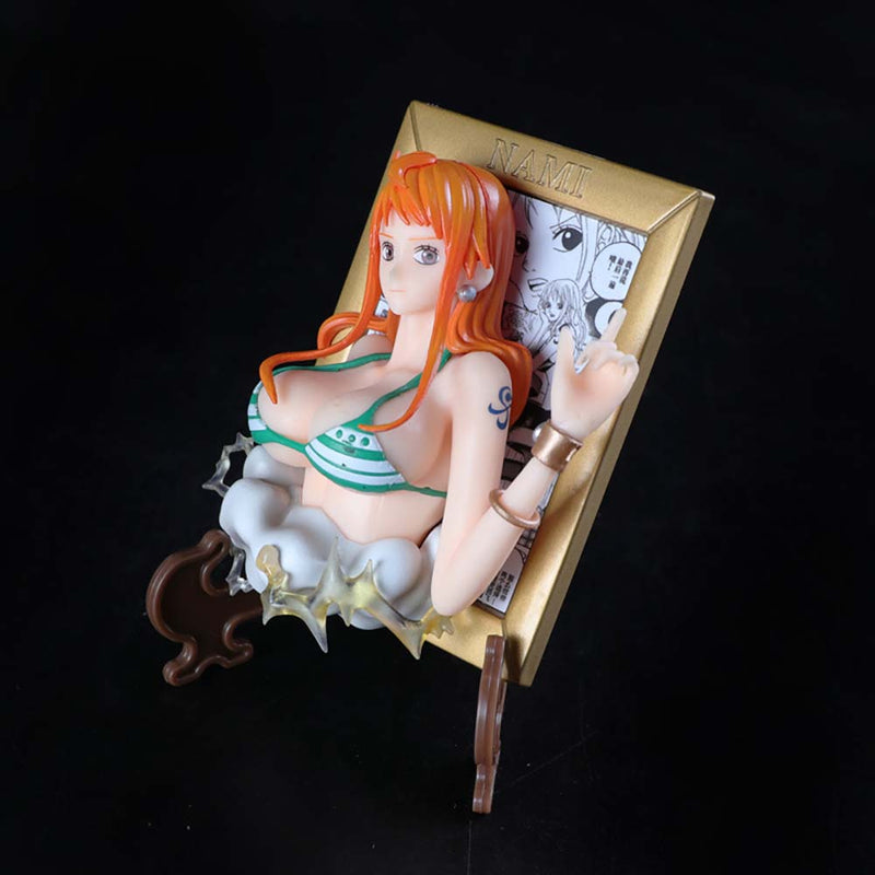 One Piece Roronoa Zoro Nami Usopp Action Figure Model Photo Frame 12cm