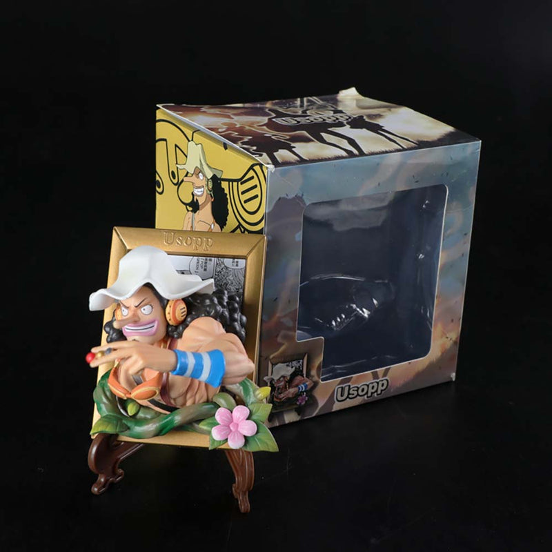 One Piece Roronoa Zoro Nami Usopp Action Figure Model Photo Frame 12cm