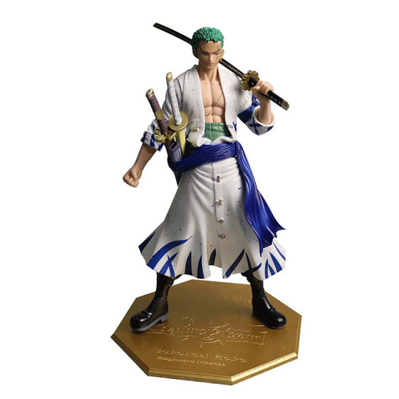 One Piece White Clothes Roronoa Zoro Action Figure Model Toy 23cm