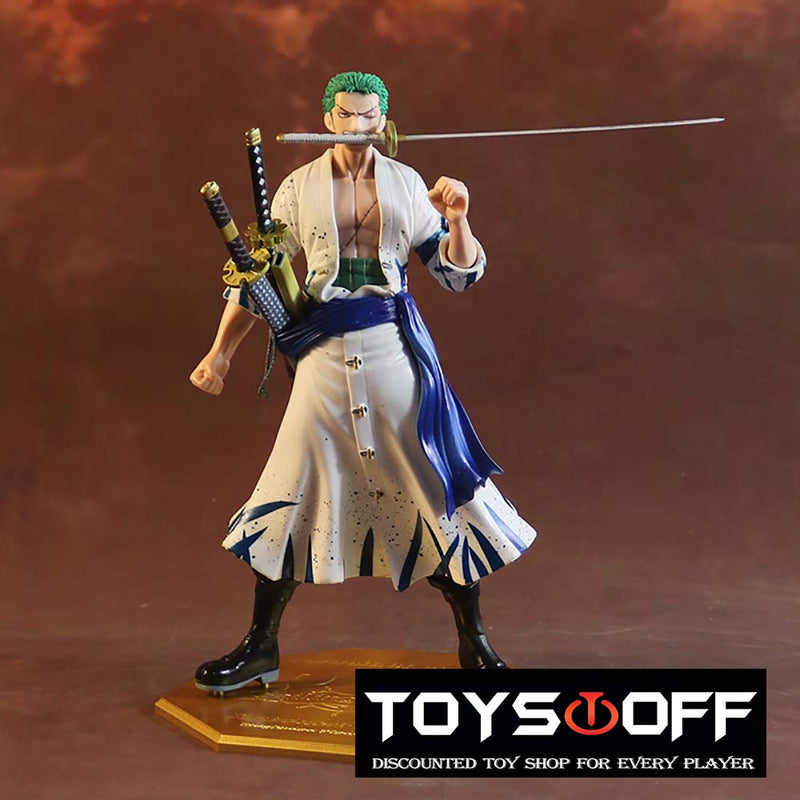 One Piece White Clothes Roronoa Zoro Action Figure Model Toy 23cm