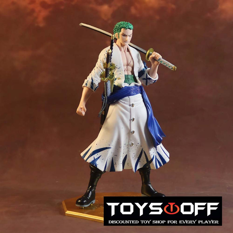 One Piece White Clothes Roronoa Zoro Action Figure Model Toy 23cm