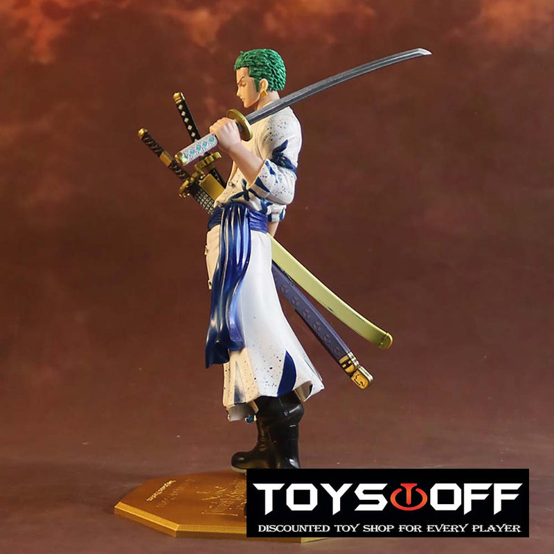 One Piece White Clothes Roronoa Zoro Action Figure Model Toy 23cm