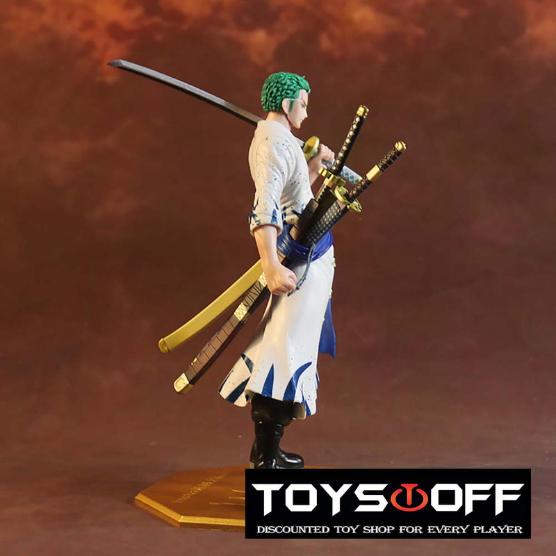 One Piece White Clothes Roronoa Zoro Action Figure Model Toy 23cm