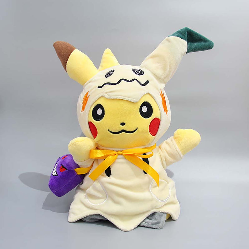 Pocket Monster Pokemon Gengar Dressed Pikachu Plush Doll Cartoon Toy 30cm