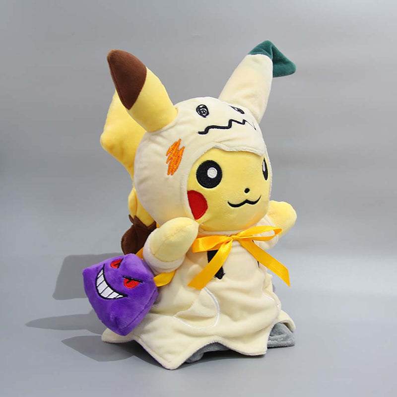 Pocket Monster Pokemon Gengar Dressed Pikachu Plush Doll Cartoon Toy 30cm