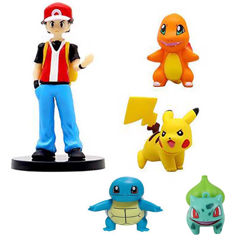 Pokemon Ash Ketchum Pikachu Charmander Squirtle Figma 052 Action Figure 12cm