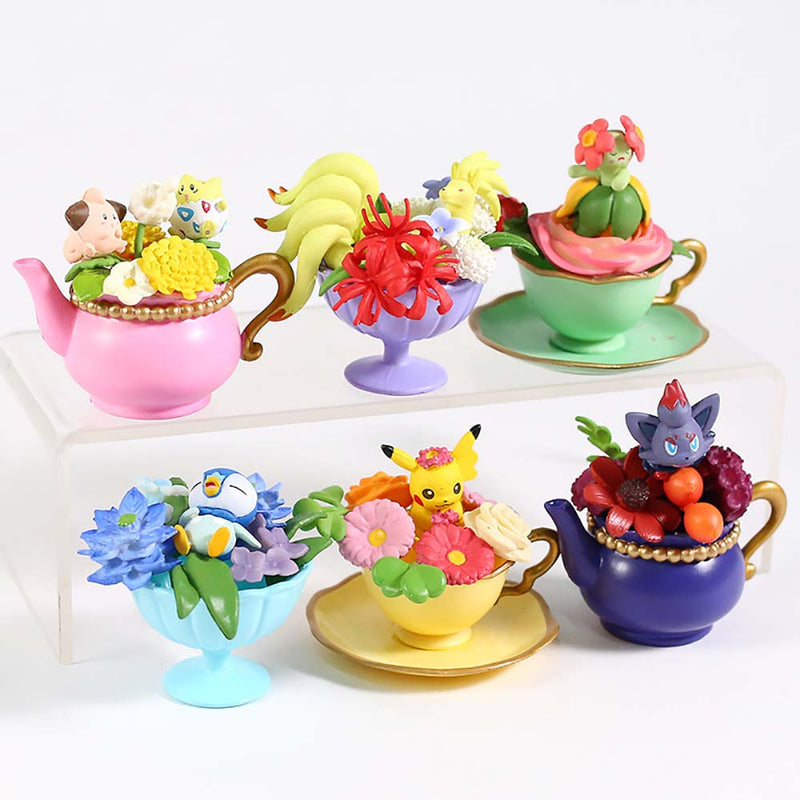 Pokemon Floral Cup Collection Vol 2 Action Figure Model Toy 6pcs 6cm