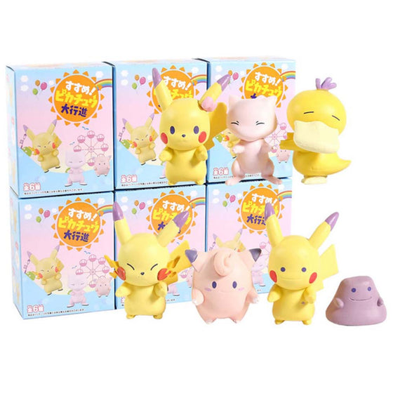 Pokemon Line Up 2 Mew Psyduck Clefairy Ditto Action Figure Toy 6pcs