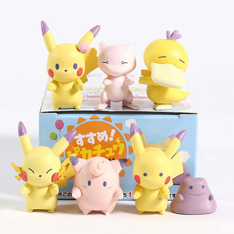 Pokemon Line Up 2 Mew Psyduck Clefairy Ditto Action Figure Toy 6pcs